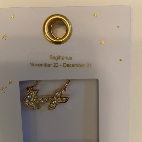 Sagittarius zodiac sign necklace bling gold tone - Picture 2 of 4